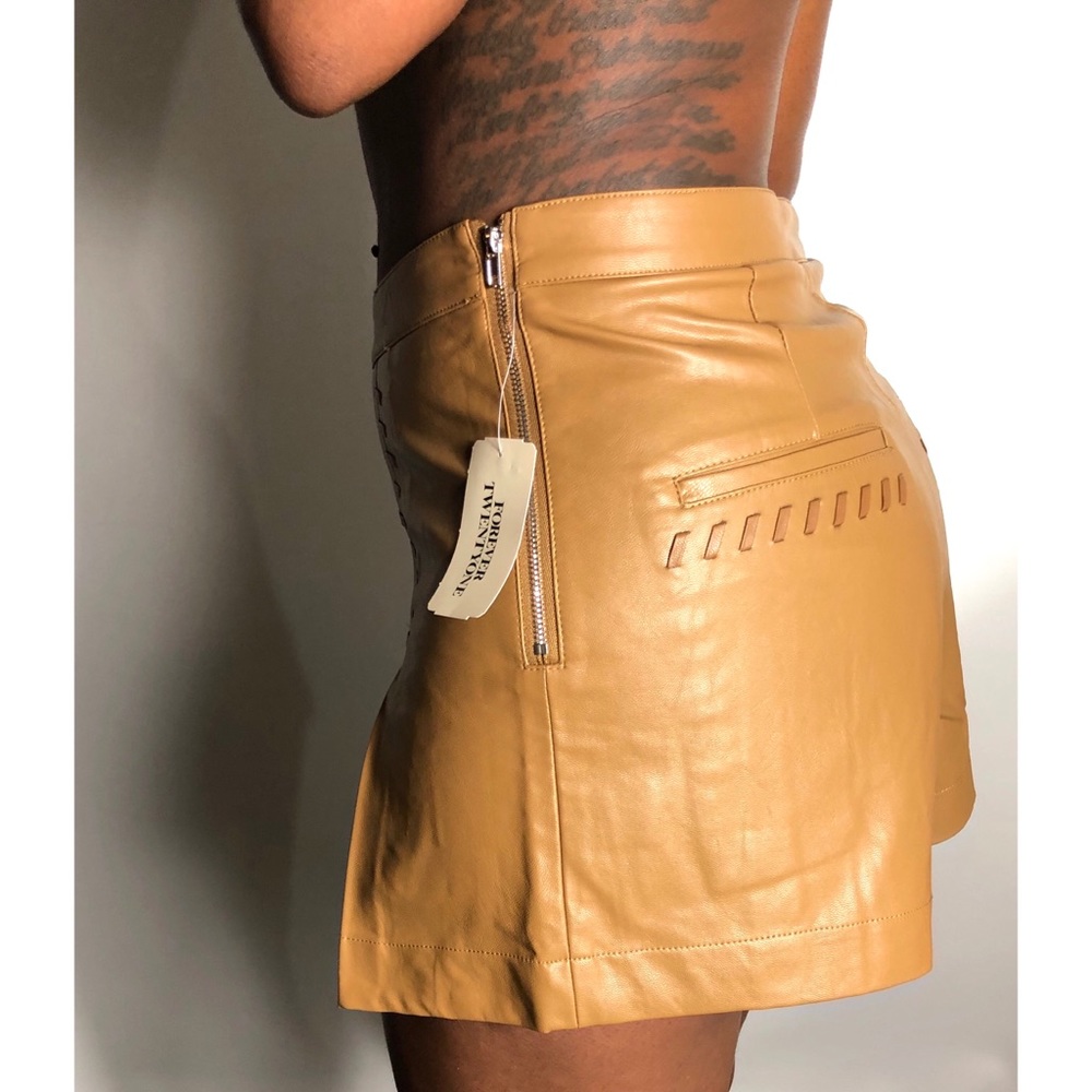 Tan Leather Shorts